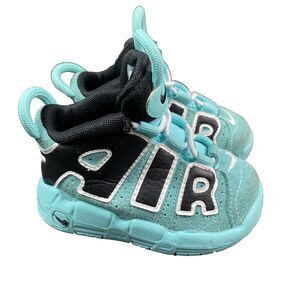 Nike Air More Uptempo TD Toddler Sneakers Light Aqua Blue Black Size 5C